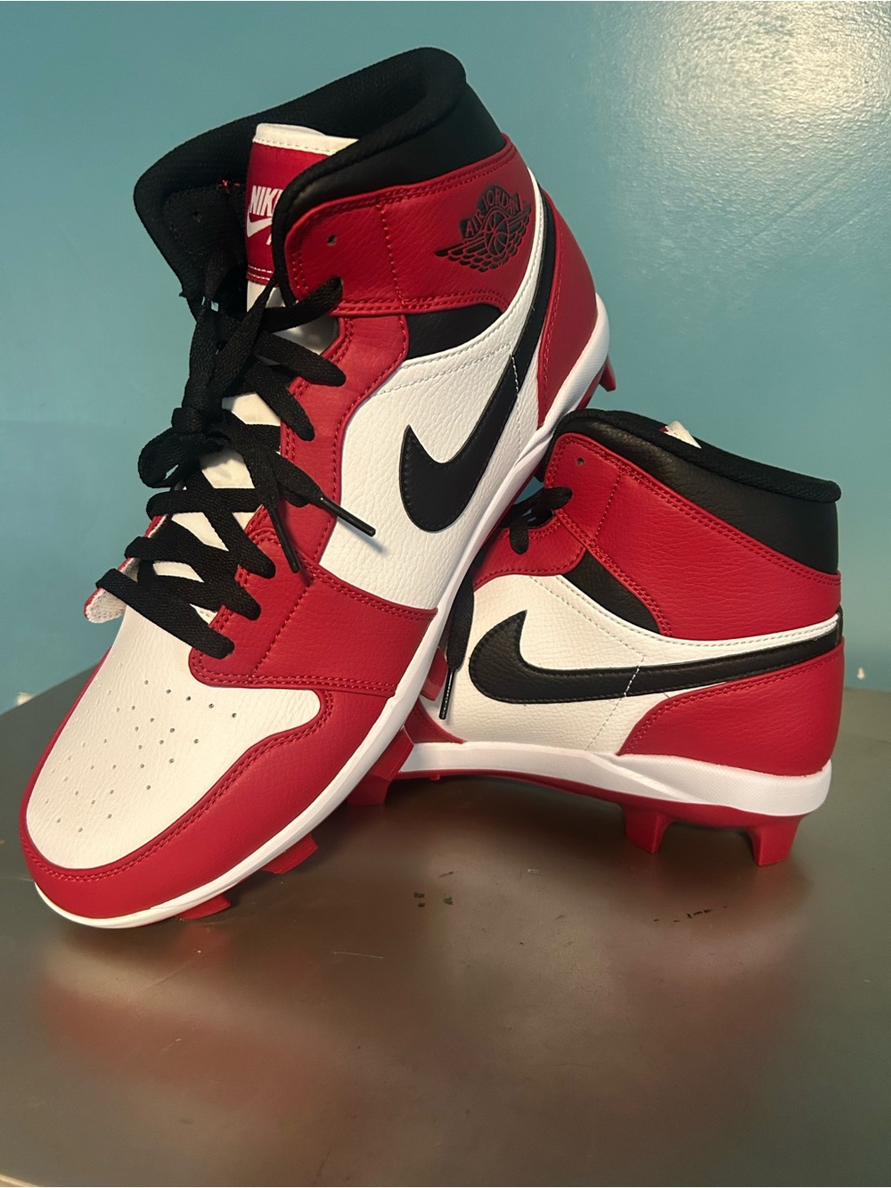 Nike Kids' Red/White/Black High-Top football Cleats